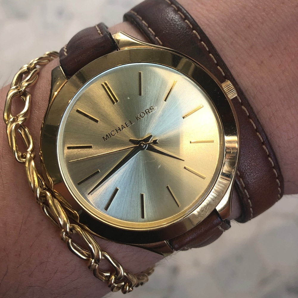 Michael Kors Gold Brown Leather Watch
